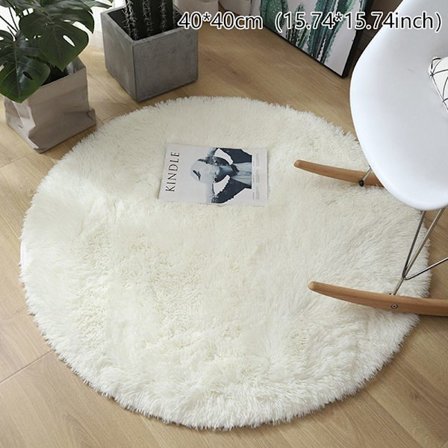 Fluffig Ullmatta Vardagsrumsmatta Fuskpäls Rund Matta Barnro Vit 40*40cm
