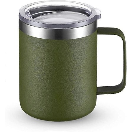Rostfritt Stål Kaffe Mugg med Handtag, 12 oz Dubbelväggig Vakuum Isolerad Tumbler med Lock, Återanvändbar och Hållbar Resekopp Termisk Mugg