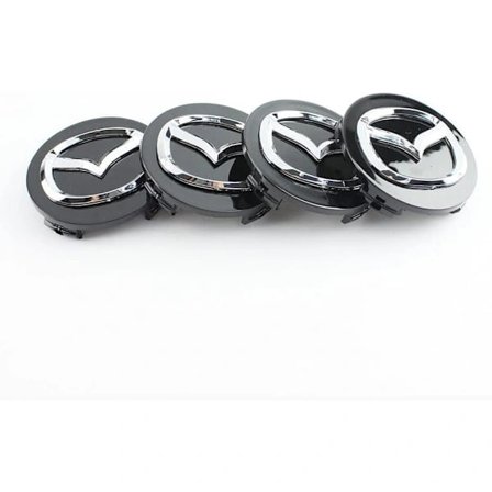 (Sort) 4 stk. Navkapsler til Mazda, 57mm, Navkapsler til Bil