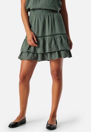VILA Vitovan flounce short skirt Dark Green Klær