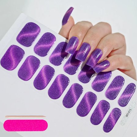 16 Tips Semi-Härdade Gel Nagelstickers Ren Färg UV/LED Lampa Gel Nagellack Wraps Långvarig Full Täckning Gel Sticker Nageldekoration##