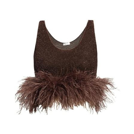 Oseree, Top with lurex finish Bruin, Dames, Maat:M