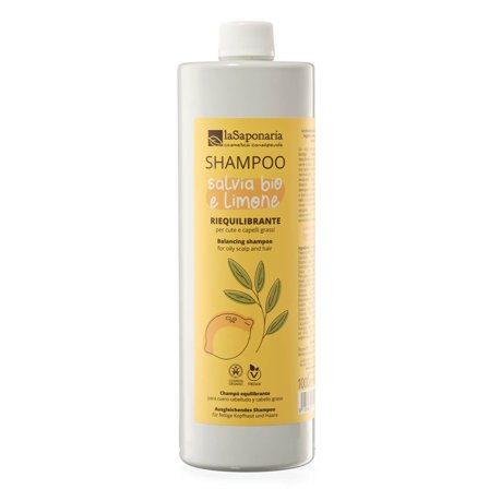 LA SAPONARIA Capelli e Cute Shampoo liquido Salvia e Limone 1lt - Shampoo Purificante
