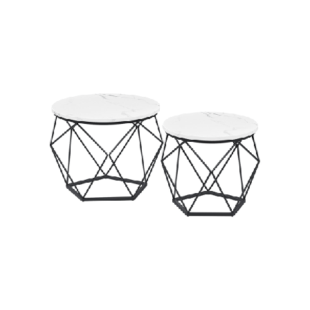 Rootz 2-osaiset sivupöydät - Valko-mustat lastulevyteräspöydät - Suuret pienet pöydät - Kevyt ja kestävä muotoilu - Helppo koota - 50 cm x 40 cm x 40