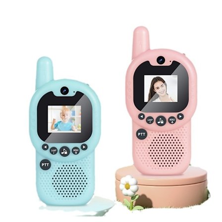 Genopladelige walkie-talkier til børn, 2 stk., bedste gave til 3-12 årige (grøn + pink)