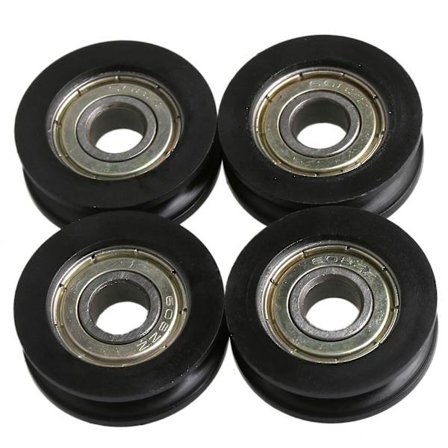 Trinser, Blokke Skiver 4stk U-type Sporhjul Rulleleje Trinse Sort 3x1cm