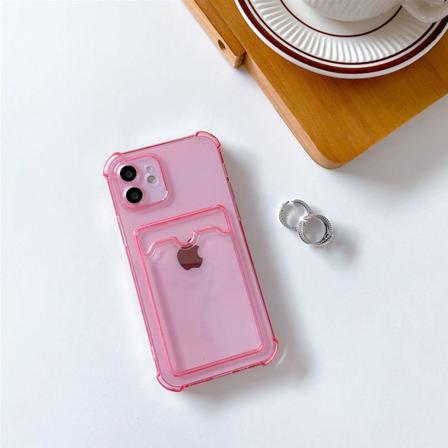 Iphone 12 Stöttåligt Skal Med Korthållare - Rosa Rosa