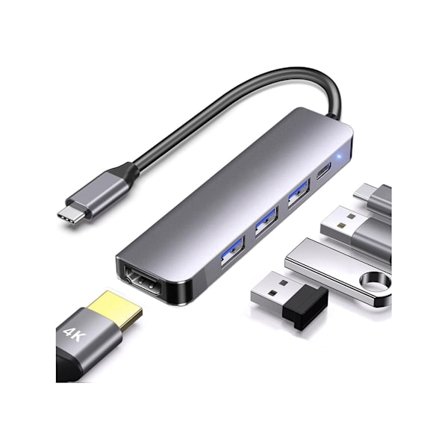 Usb C Hub Hdmi-adapter för bärbar dator Usb C till Hdmi Multiport-adapter 5 i 1 med 100W PD Usb 3.0/2.0 Dongel Usb C för Macbook YEMAESRE