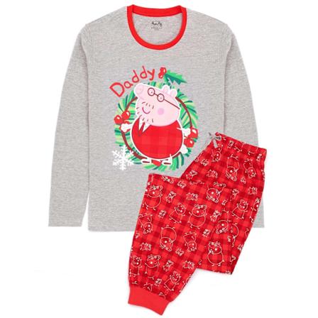 Greta Gris Herr Daddy Pig Julpyjamas Set M Röd/Grå Red/Grey M