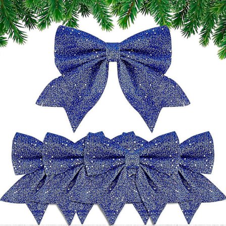 5 stk Julebånd Rosett 24cm Stor Størrelse Julebånd Rosettbånd Ornament Juledekorasjon For Juletrær Gaveinnpakning Jul Tr blue