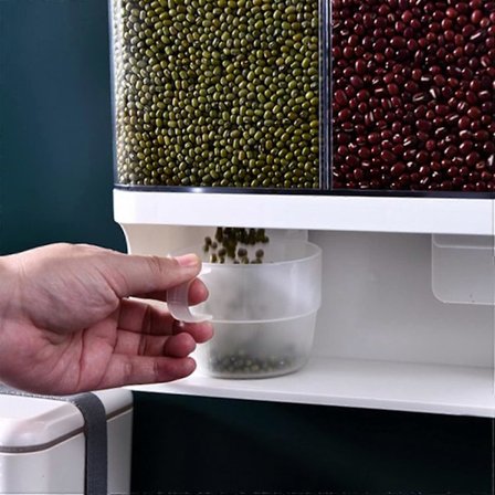 Torrfoderautomat, Väggmonterad Transparent Plast med Förseglat Lock, för Spannmål, Ris, Godis, Kaffebönor (3000ml)