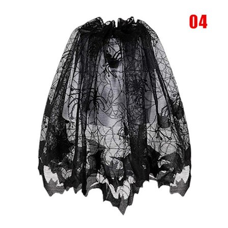 Öppen spis Gardin Bordsduk Lampskärm Halloween Dekoration Spets Svart Spindelnät Fladdermöss Spishandduk För Fest