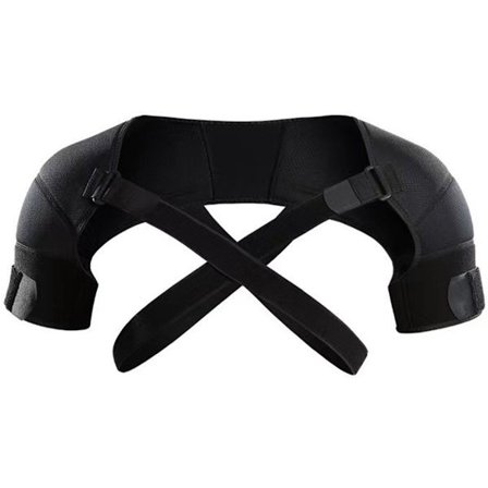 Skulderstøtte - Skulderbandage til sport - Dobbeltsidet justerbar & åndbar - Kompression og stabilitet til begge skuldre - S/M