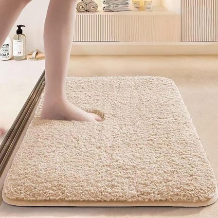 ING Badeværelsesgulvmåtte Skridsikker Gummiunderlag 40x60 Cm Absorberende Maskinvaskbar Brusemåtte Dørmåtte Beige Badeværelsestæppe Løber