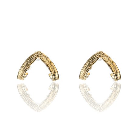 Et par gulldobbelthodede øredobber, trekantøredobber 12 mm lange