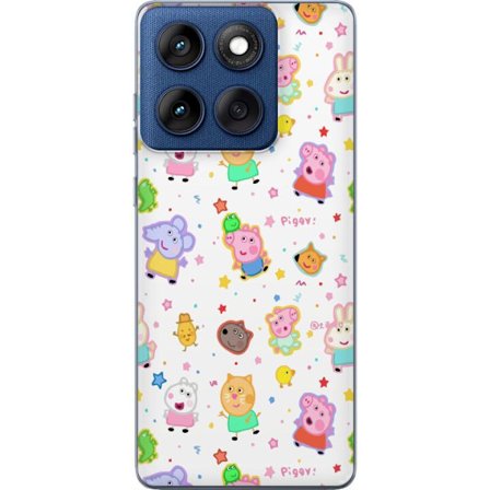 Kompatibelt Mobildeksel til Motorola Edge 60 Fargerike tegneserie dyrekarakterer i en leken stil med stjerner og prikker på en lys bakgrunn