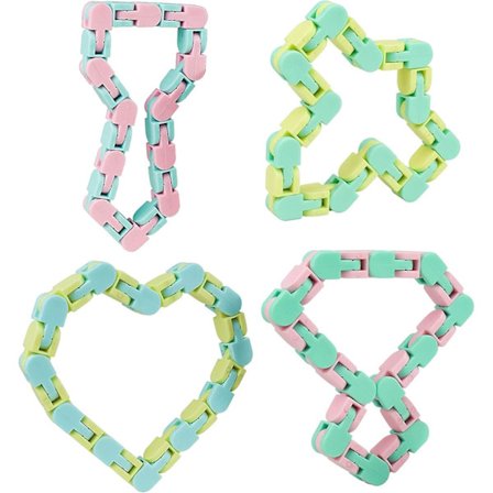 Wacky Tracks Snap And Click Fidget Leksaker 24 Länkar 4-pack För Barn Pusselleksaker Fingerorm För Stresslindring