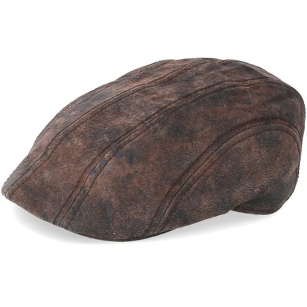 Stetson - Bruin flatcap Cap - Ivy Cap Pigskin Dark Brown Flat Cap @ Hatstore