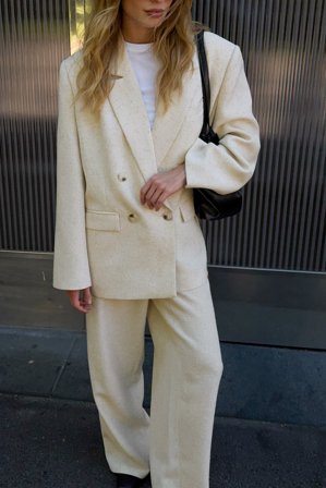 NA-KD Blazer oversize structuré long - Blazers Longs - Beige - EU 38