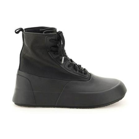 Ambush, Rubber and leather hi-top sneakers Zwart, Heren, Maat:43 EU