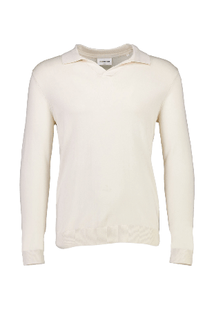 Lindbergh Ecovero L/S v-neck polo Knit Överdelar Herr Vit L