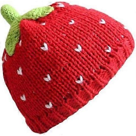 Strawberry Hæklet Hue til Kvinder, Dæmon Beanie, Sød Slasket Strikket Hue, Grunge Emo Vinter Varm Hue