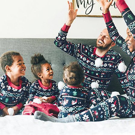 Vuxen Barn Familj Matchande Jul Pyjamas Xmas Nattkläder Pyjamas PJs Set