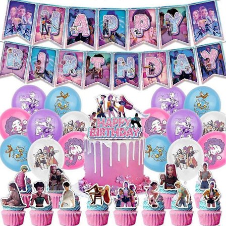 Kpop Demon Hunters Fødselsdagstema Festdekorationer Banner Kage Balloner Festrekvisitter Sæt til Børn (LGL)