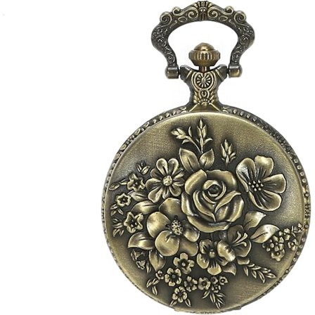 Retro Blomster Openwork Cover Quartz Lommeur med Kæde Halv Hunter Lommeure til Kvinder med Æske, til Mors Dag