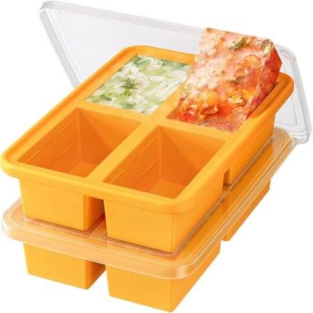 2 kpl Keittokuutioiden Pakastusmuotit, Silikoniset Pakastusalustat Kannella, Muotti Keitolle ja Ruoan Säilytykseen 2025