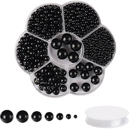 1150 stk. sorte imiterede perler med huller, med 1 rulle elastisk perletåd, smykkefremstillingssæt, til DIY-armbånd, øreringe (3/4/5/6/8/10/12 mm)