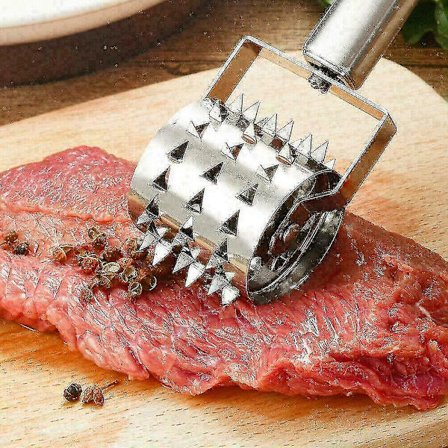 Kjøttbanker i stål for biff, svinekjøtt, fisk, kjøtt - Kjøkken O5z4- V0x0. (sølv) (1 stk)