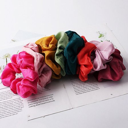 8pcs Women Satin Hair Scrunchies Elastic Solid Color Hair Tie Rope Hair Ring Ponytail