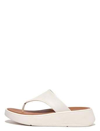 F-Mode Leather Flatform Toe-Post Sandals White FitFlop