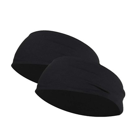 2-pakning Sport Hårbånd Svettebånd - Hårbånd for Sport, Sykling, Yoga, Ansiktsrengjøring - Svart