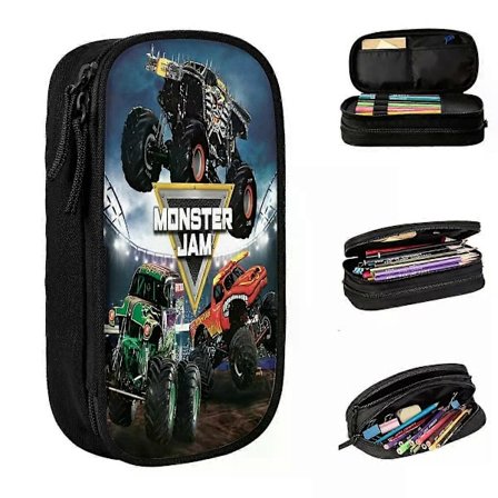 (AT3927) Monster Jam Grave Digger Tilbehør Penalhus Stor Kapacitet Skole Tilbehør Penalhus Papirvarer Gave