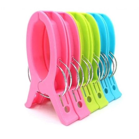 6 st klämmor i plast för att hålla handdukar, lakan, täcken och kläder