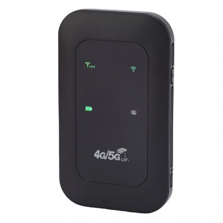 Sort 4G/5G Mobil Router WiFi Hotspot med 10 Tilsluttede Enheder, Høj Hastighed på 300Mbps, SIM-kort Slot, Farve LED Display