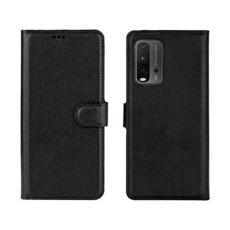 Flip Stand Leather Wallet Case For Xiaomi Redmi 9T/ Mi POCO M3 Black