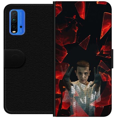 Yhteensopiva Lompakkokotelo Xiaomi Redmi Note 9 4G Yliluonnollinen tyttö, jolla on telekineettisiä voimia ja leijailevia punaisia lasipaloja dramaat