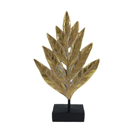 Dekorativ bladguldsskulptur, 15x5x26cm polyresin