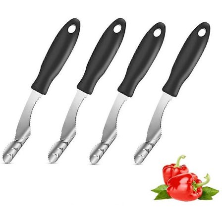 4 Stk. Jalapeño Peber Udkerner Udskærer Rustfrit Stål Chili Udkerner Fjerner, med Savtakker
