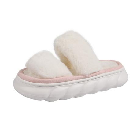 Kvinnor Slip On Fuzzy Tofflor Öppen Toe Plysch Tofflor