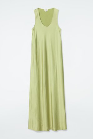 COS Women's Bias Cut Maxi Slip Dress in Green