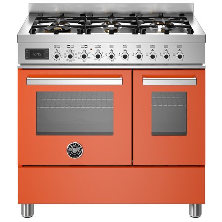 Bertazzoni PRO96L2EART Professional gaskomfur med dobbeltovn, 90 cm, orange - Orange, ral 2004 pantone 166 c, blank | KitchenOne