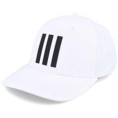 Adidas - Vit adjustable Keps - Tour Hat 3 Stripe White Adjustable @ Hatstore