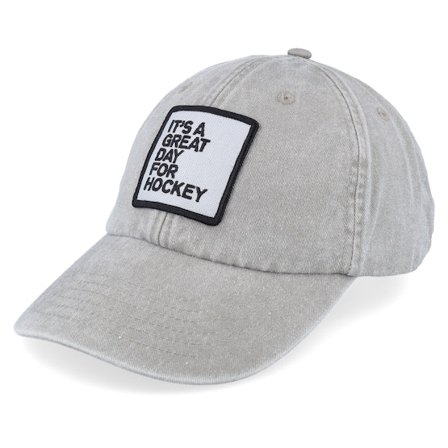 Iconic - Great Day For Hockey Grey Dad Cap Unconstructed Grey Cap - @ Hatstore