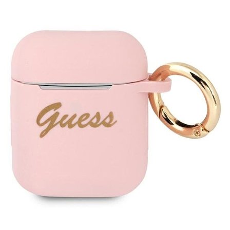 Guess GUA2SSSI AirPods cover pink/pink Silikone Vintage Script