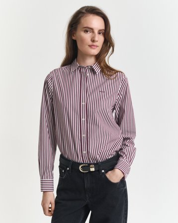 GANT Damen Regular Fit Classic Popeline Hemd mit Streifen (42) Violett