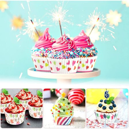 600 stycken bakpapper, icke-klibbiga bakformar, regnbågsmuffins